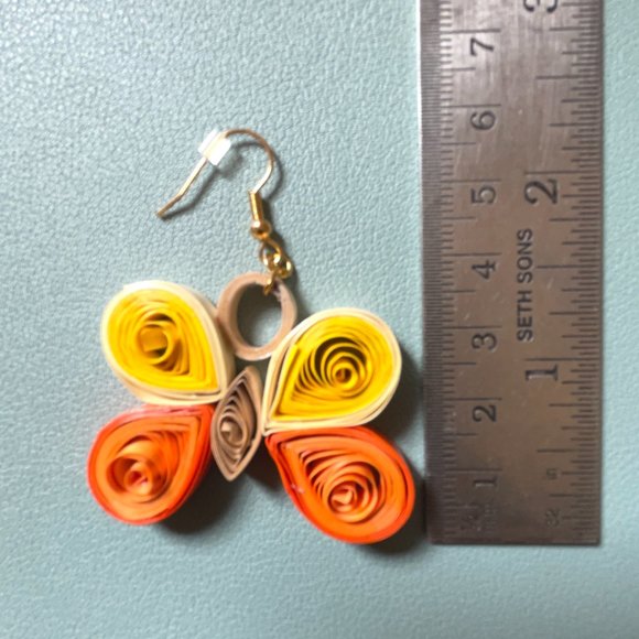 Handcrafted Gems: Handmade Paper Jewelry Quilling Earrings Butterfly - Picture 3 of 3